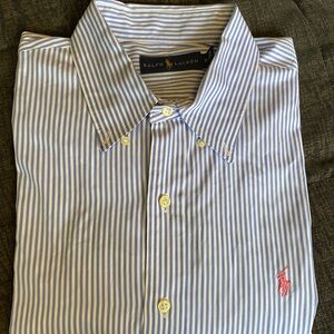 Ralph Lauren Shirt Mens XLarge Classic Fit Button Down Blue Striped Long Sleeve